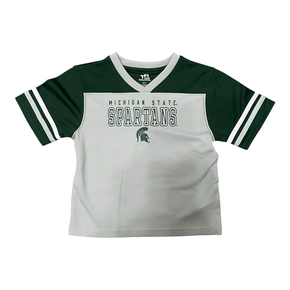 Toddler Michigan State Spartans piecrust promise striped V-neck T-shirt